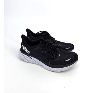 Hoka One One Clifton 8 Black White Running Shoes Womens 8.5 1119394 BWHT